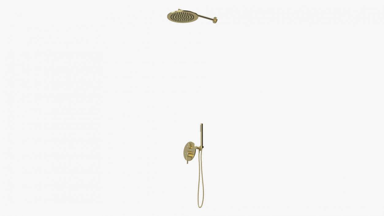 Wall Mount Hand Held Shower Gold 3D