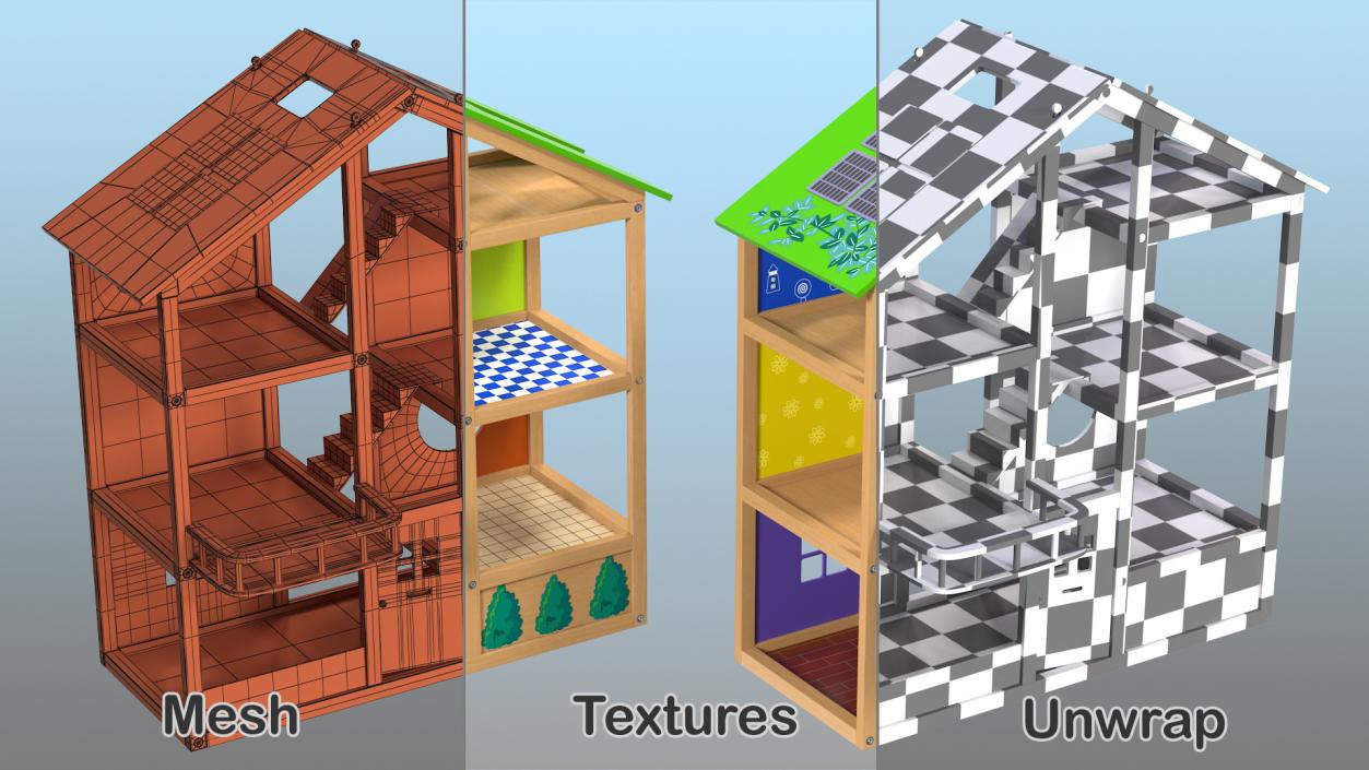 3D Wooden Dollhouse