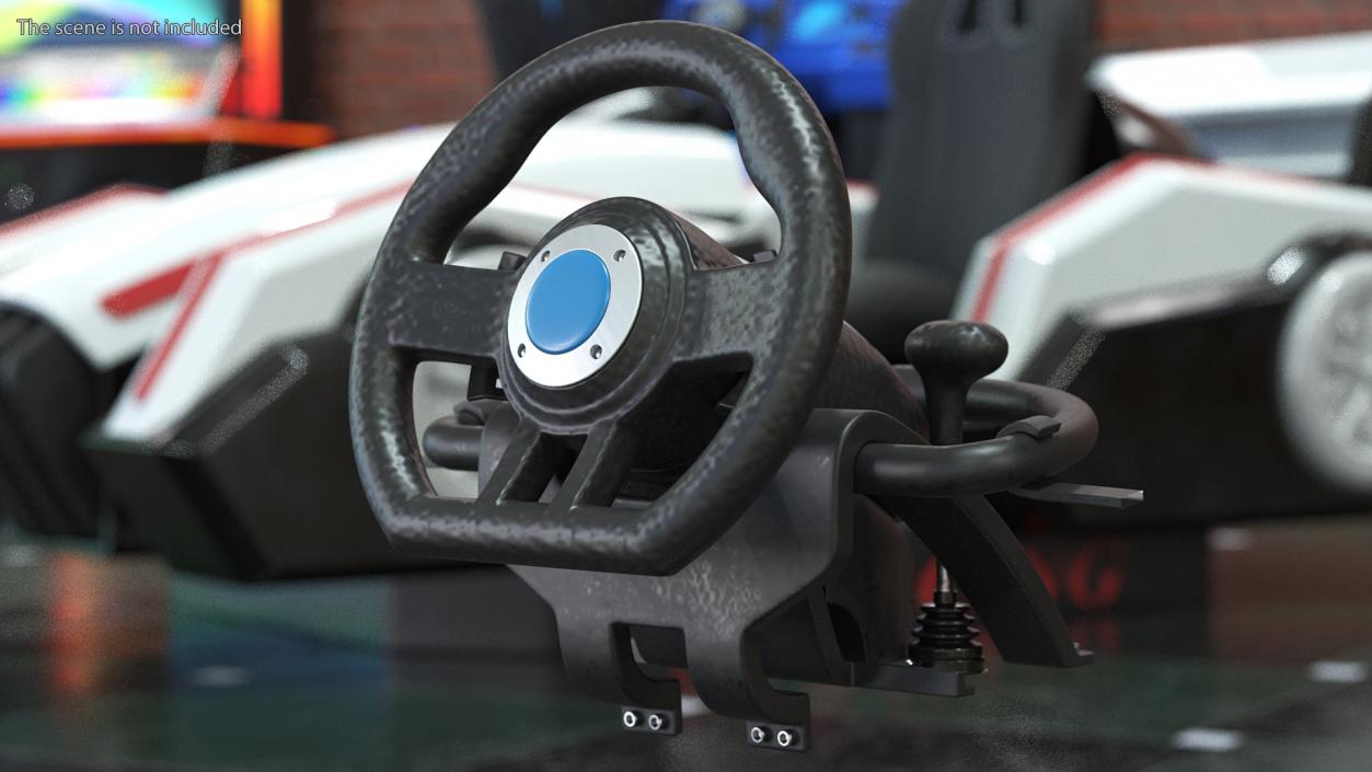 Racing Game Steering Wheel with Pedal 3D