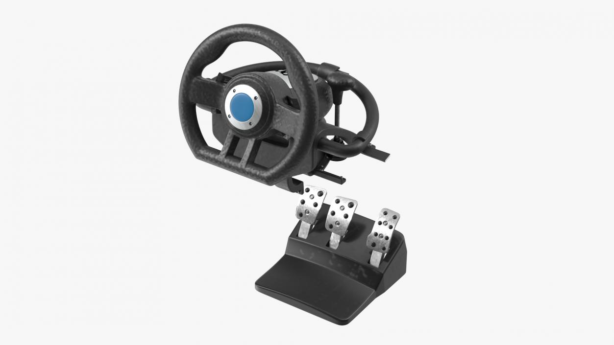 Racing Game Steering Wheel with Pedal 3D