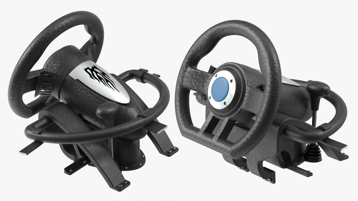 Racing Game Steering Wheel with Pedal 3D