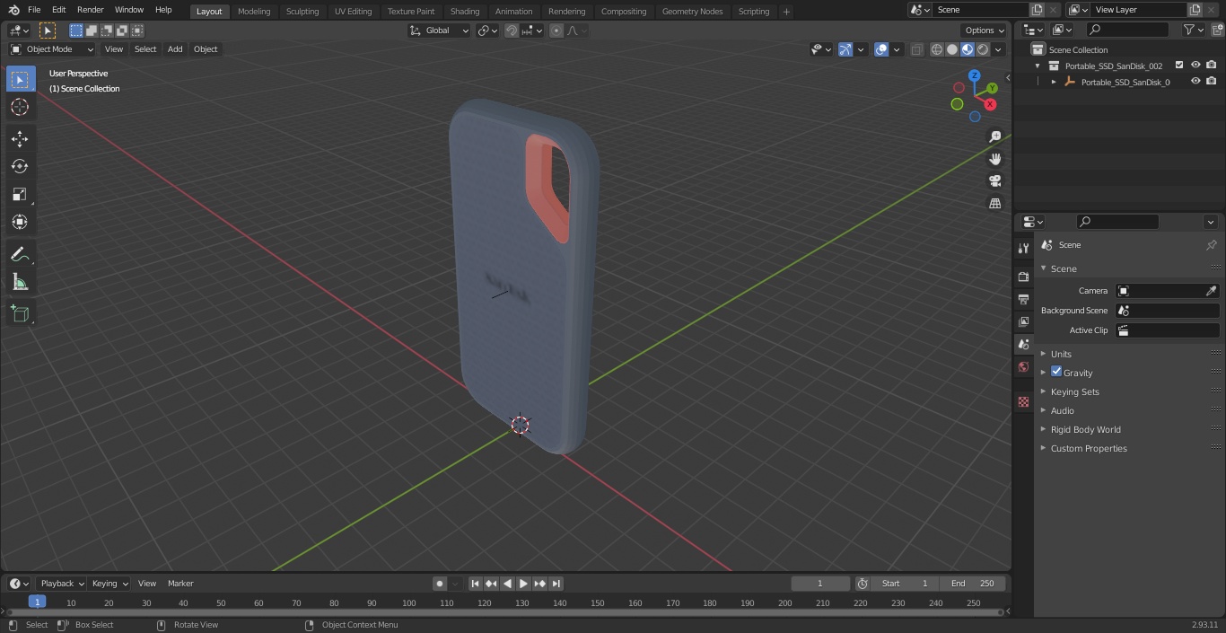 3D model Portable SSD SanDisk