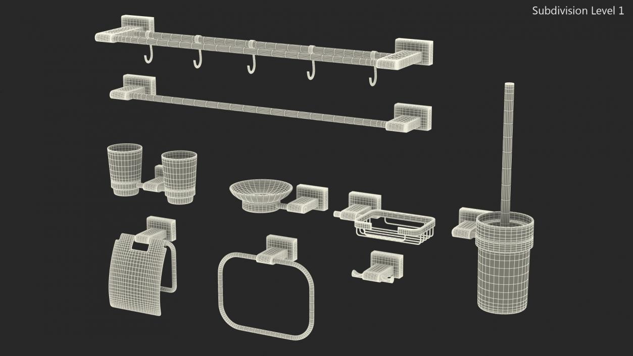 Bathroom Wall Accessories Set 3D model