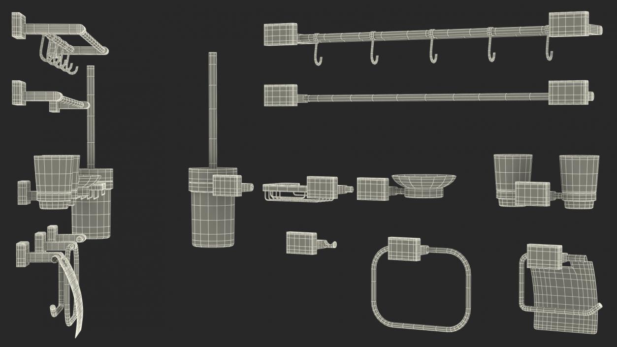 Bathroom Wall Accessories Set 3D model