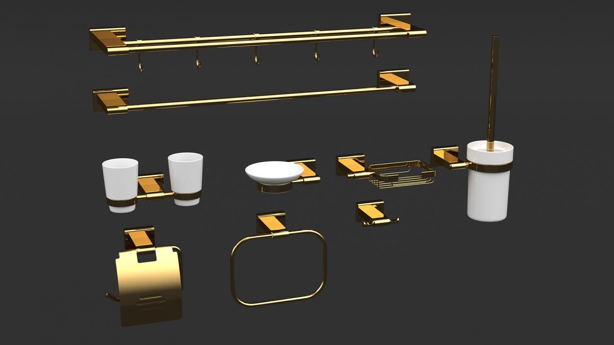 Bathroom Wall Accessories Set 3D model