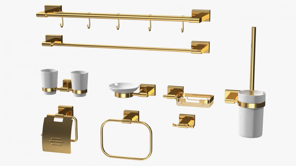 Bathroom Wall Accessories Set 3D model