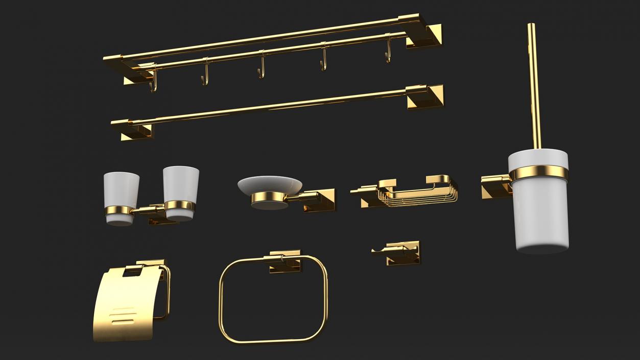 Bathroom Wall Accessories Set 3D model