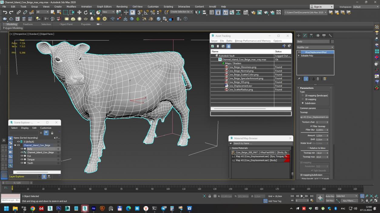 Channel Island Cow Beige 3D model