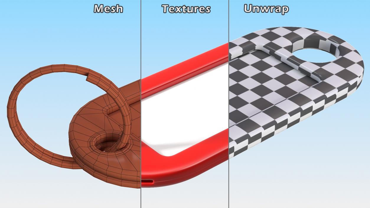 3D Plastic Key Tag with Split Ring