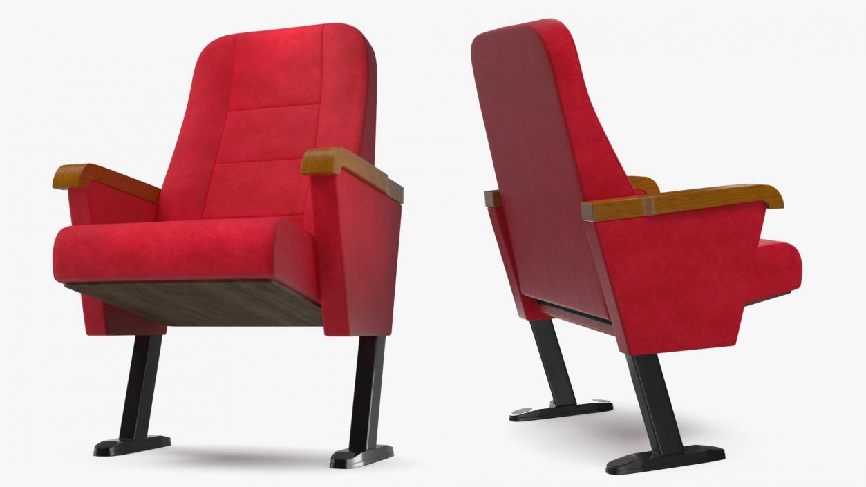 3D model Push Back Auditorium Chair Red