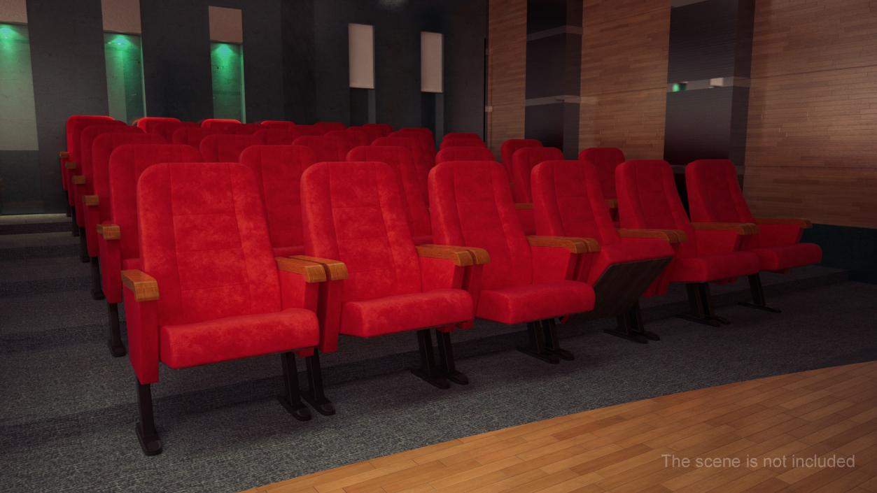 3D model Push Back Auditorium Chair Red