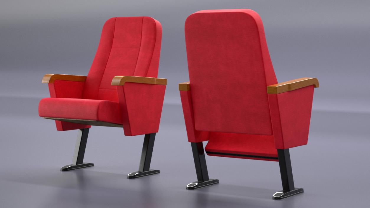 3D model Push Back Auditorium Chair Red