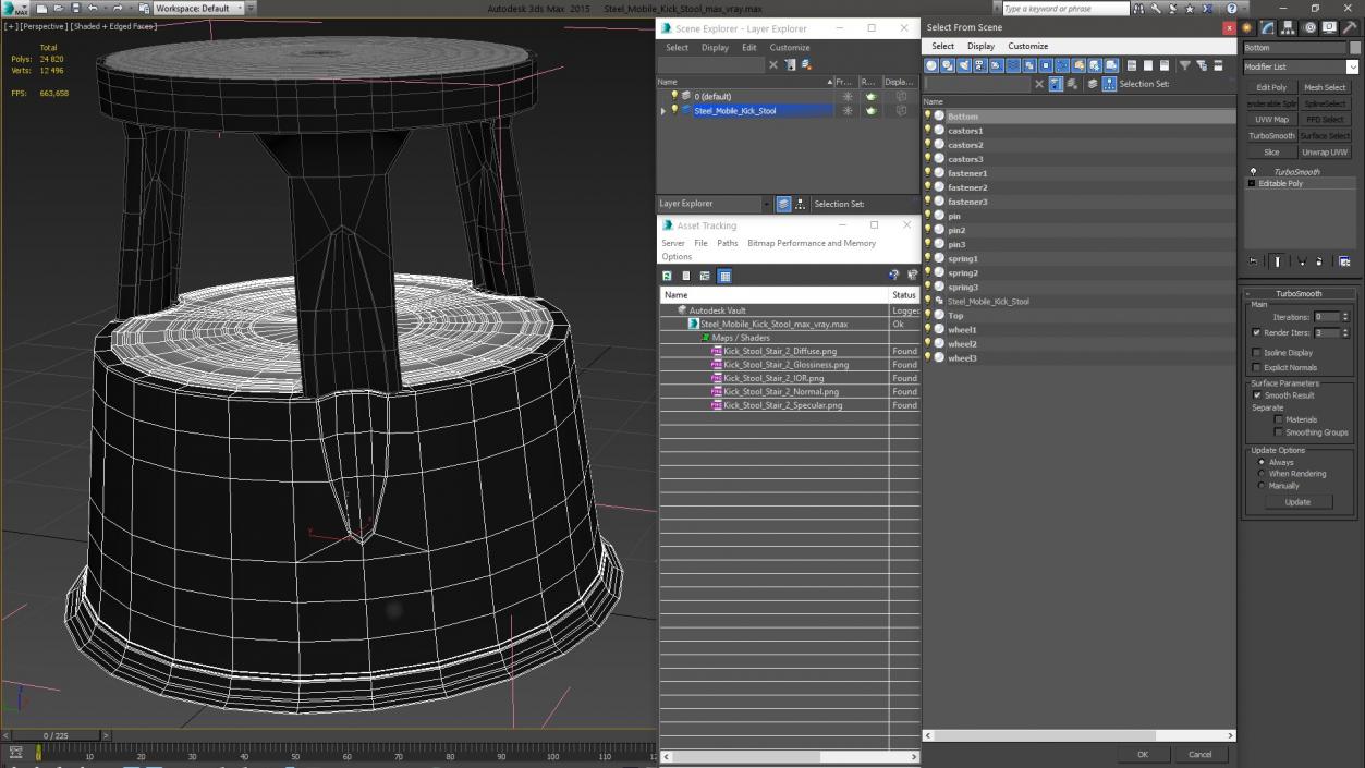 3D Steel Mobile Kick Stool model