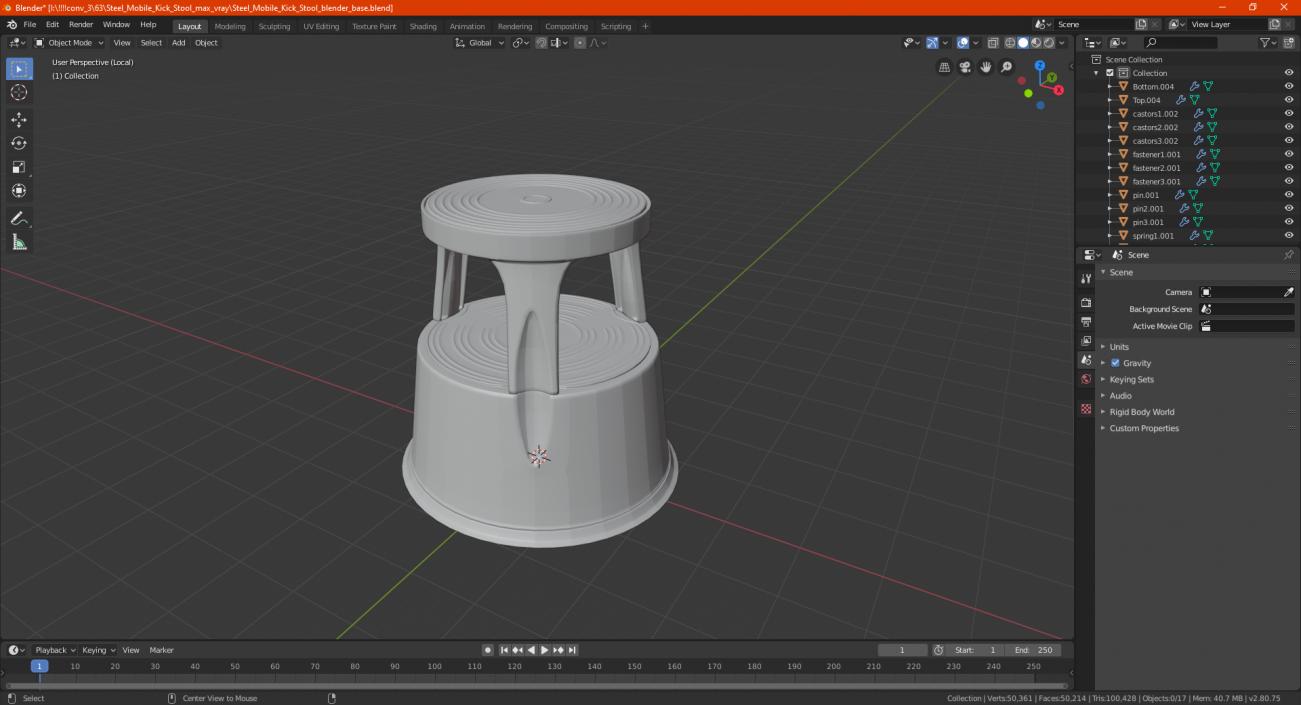 3D Steel Mobile Kick Stool model