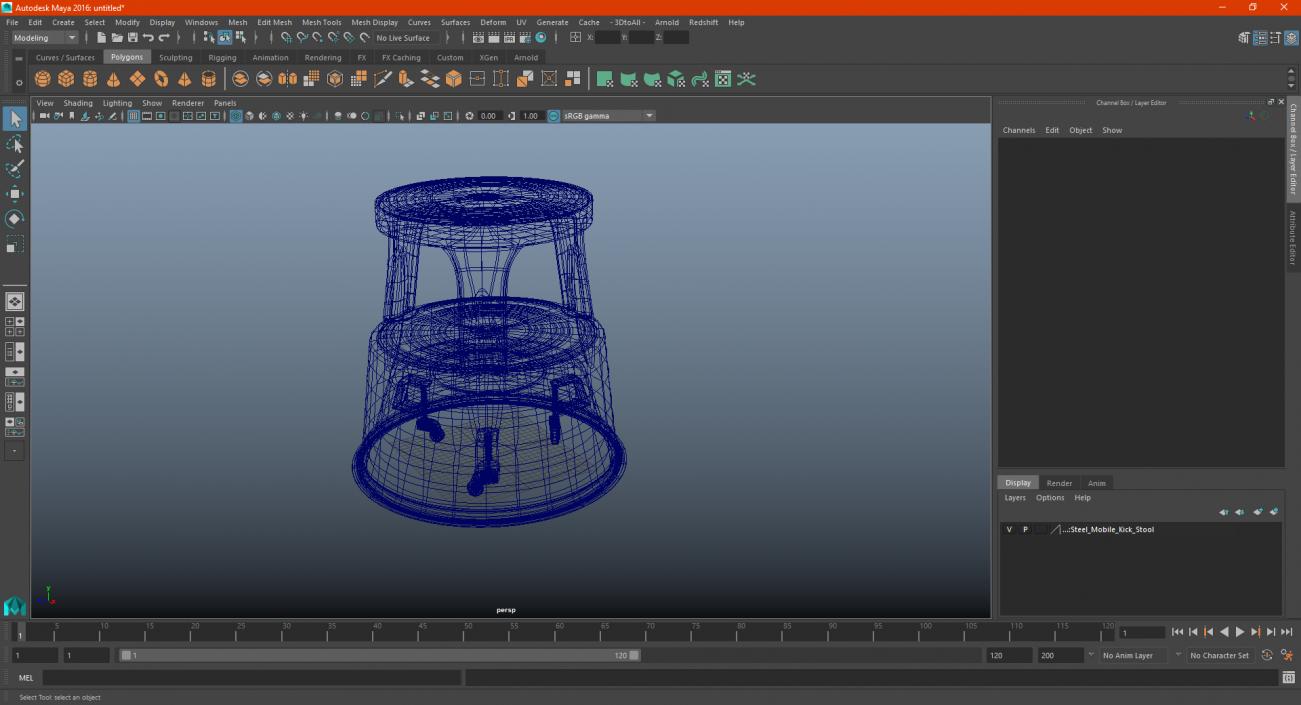 3D Steel Mobile Kick Stool model