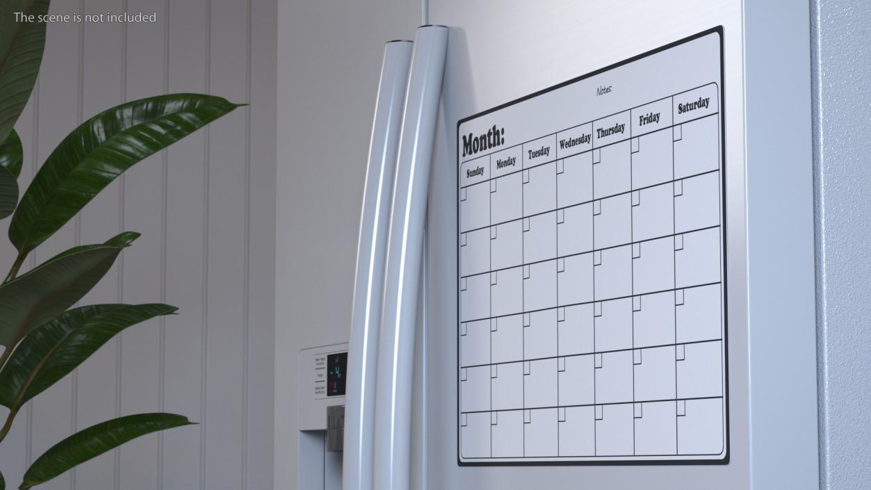 Unfilled Magnetic Calendar for Fridge 3D