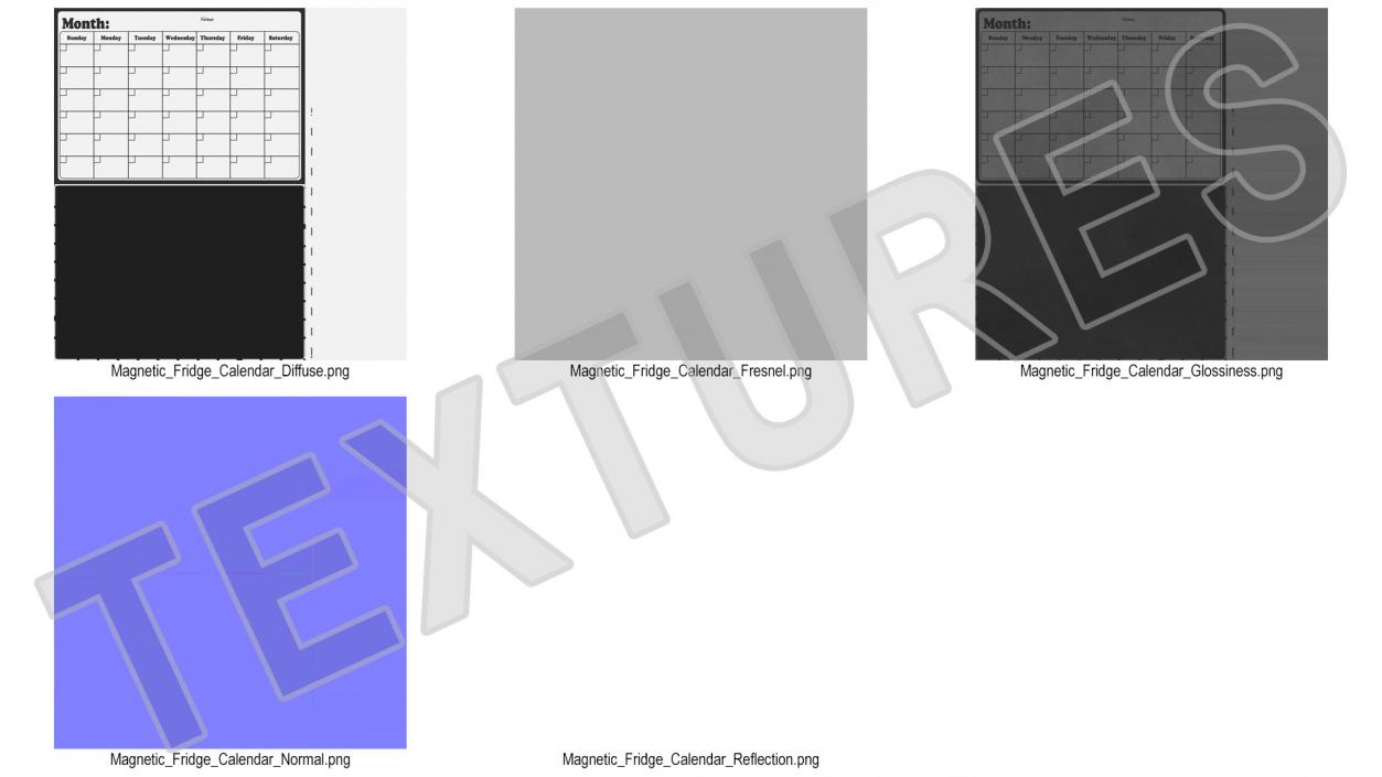 Unfilled Magnetic Calendar for Fridge 3D