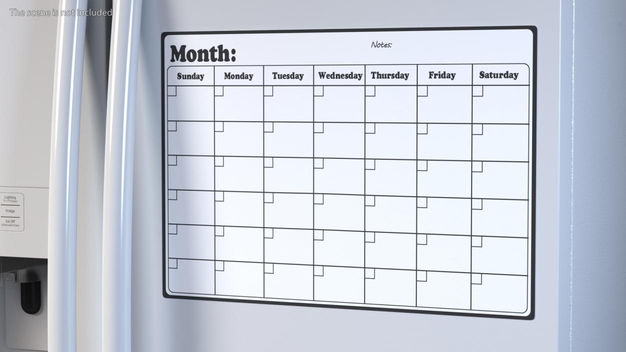 Unfilled Magnetic Calendar for Fridge 3D