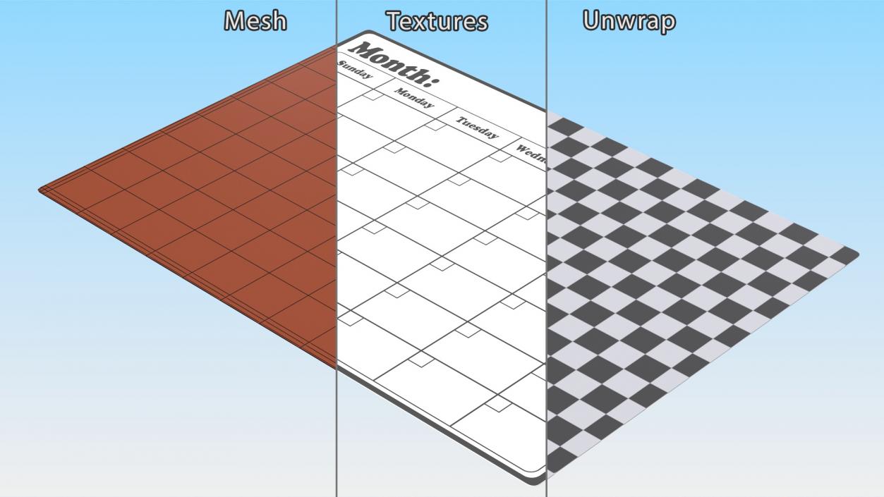 Unfilled Magnetic Calendar for Fridge 3D