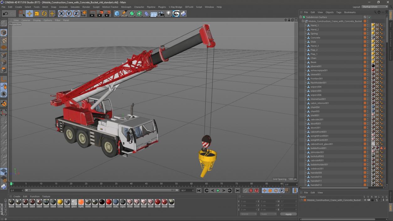 3D Mobile Construction Crane with Concrete Bucket