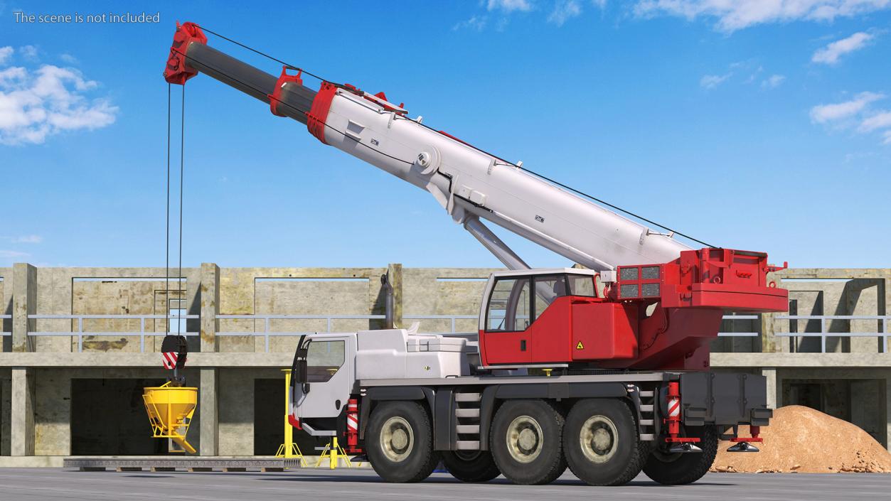 3D Mobile Construction Crane with Concrete Bucket