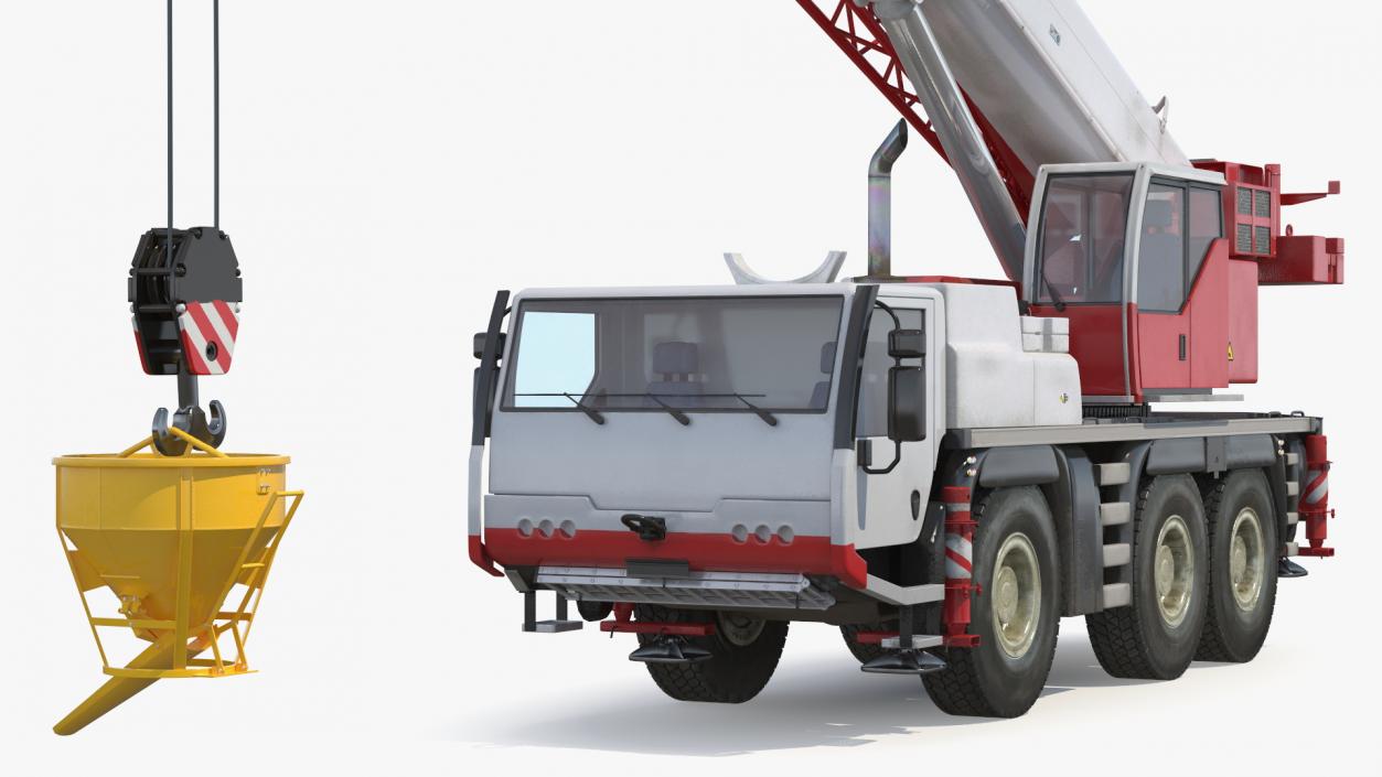 3D Mobile Construction Crane with Concrete Bucket