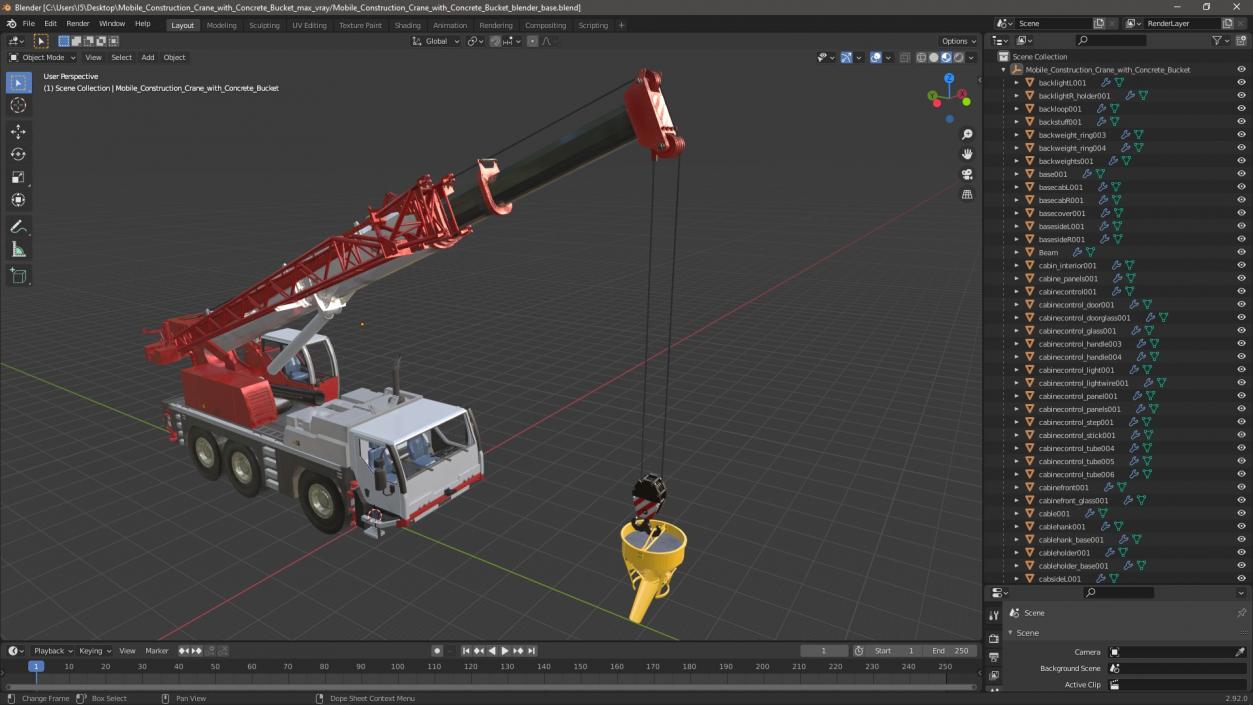 3D Mobile Construction Crane with Concrete Bucket