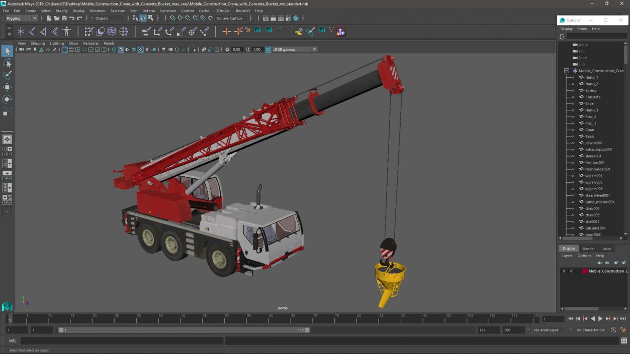 3D Mobile Construction Crane with Concrete Bucket