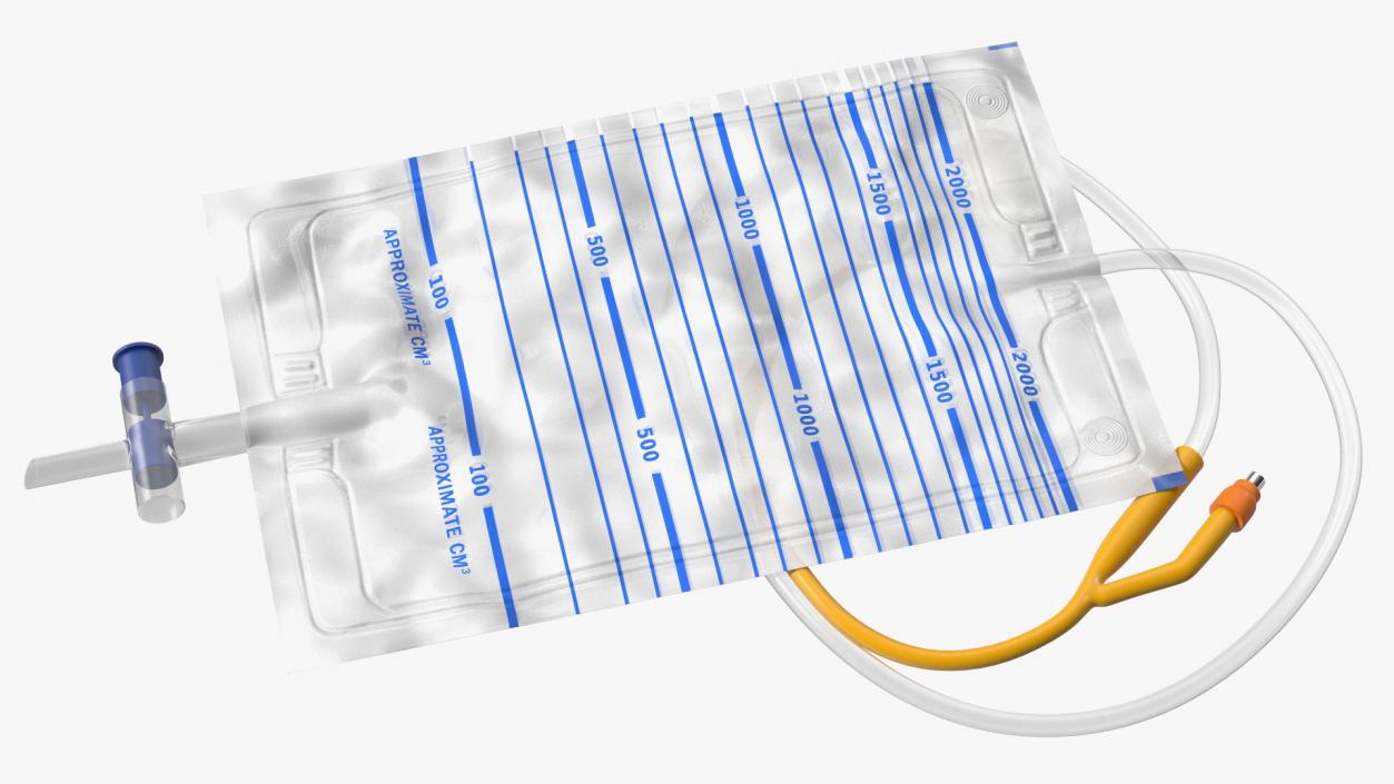 Premium Idealcare Siliconised Foley Catheter Gold 3D model