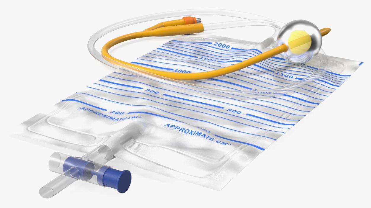 Premium Idealcare Siliconised Foley Catheter Gold 3D model