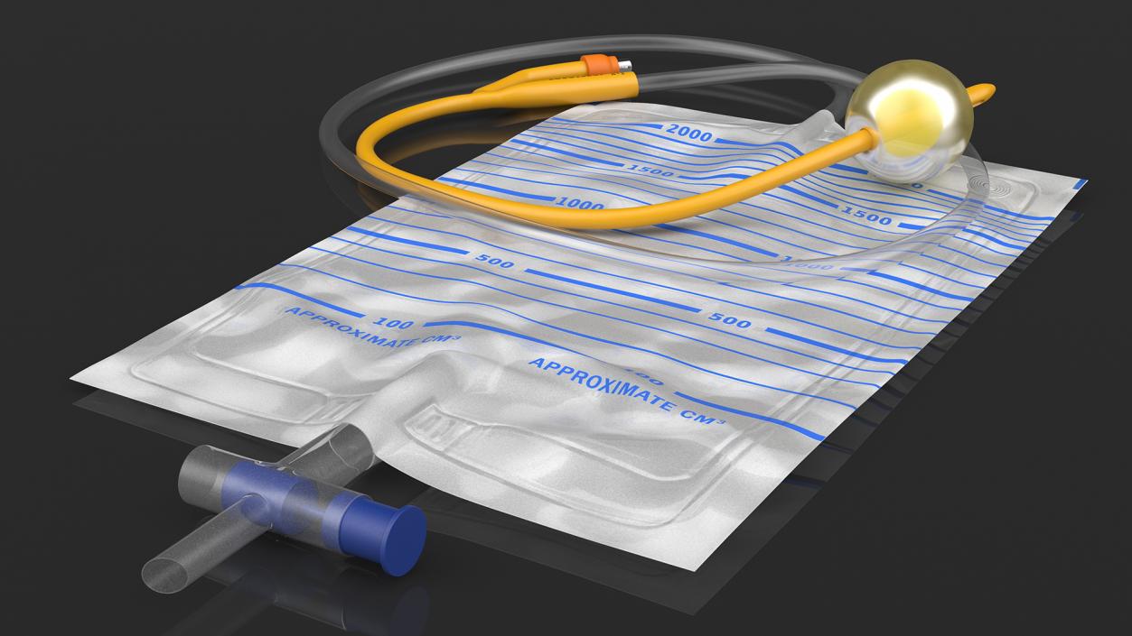 Premium Idealcare Siliconised Foley Catheter Gold 3D model