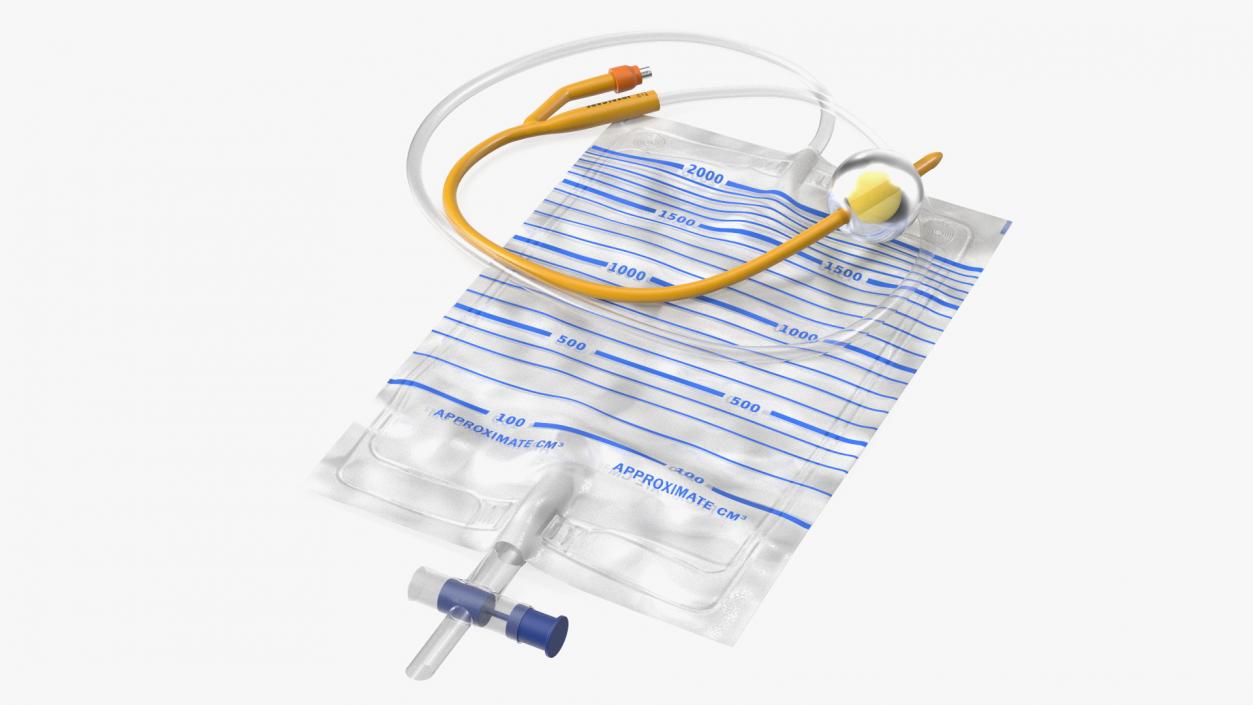 Premium Idealcare Siliconised Foley Catheter Gold 3D model