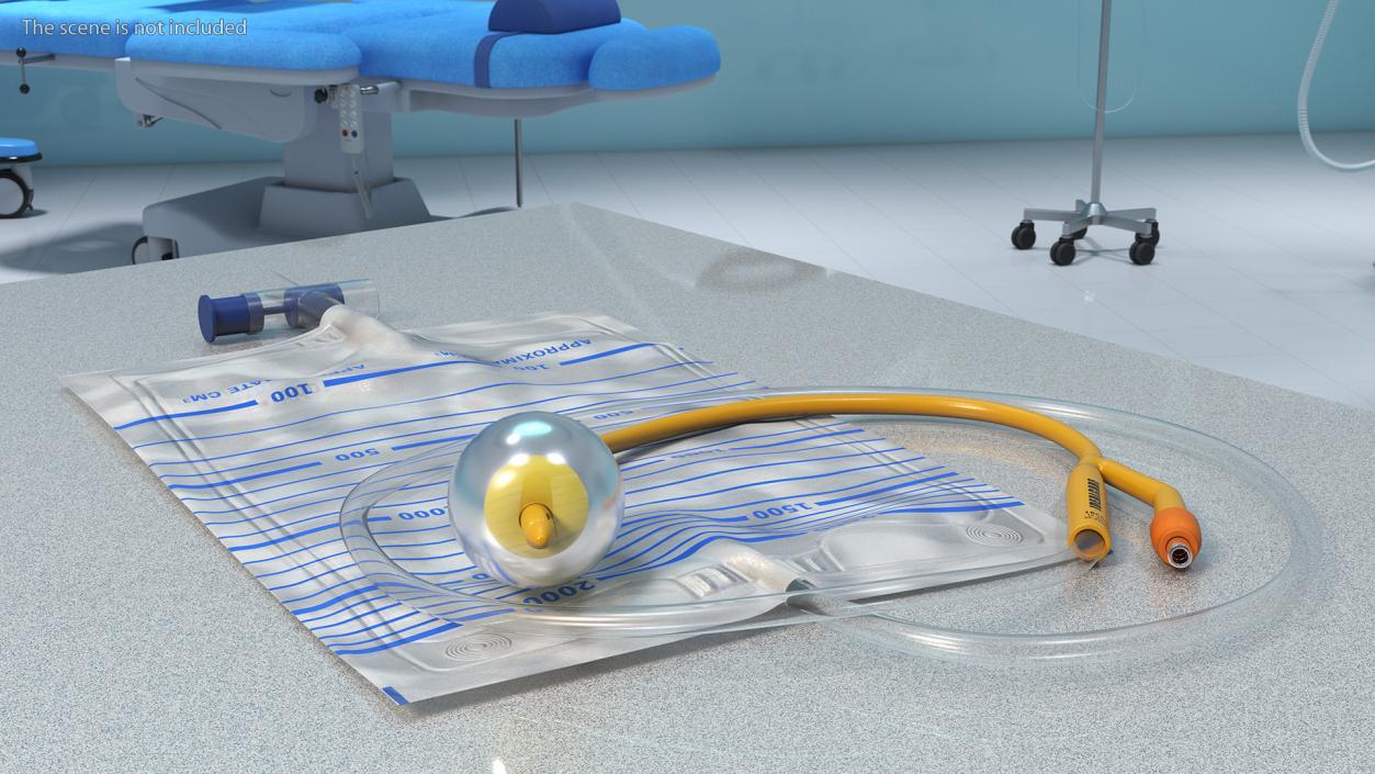 Premium Idealcare Siliconised Foley Catheter Gold 3D model