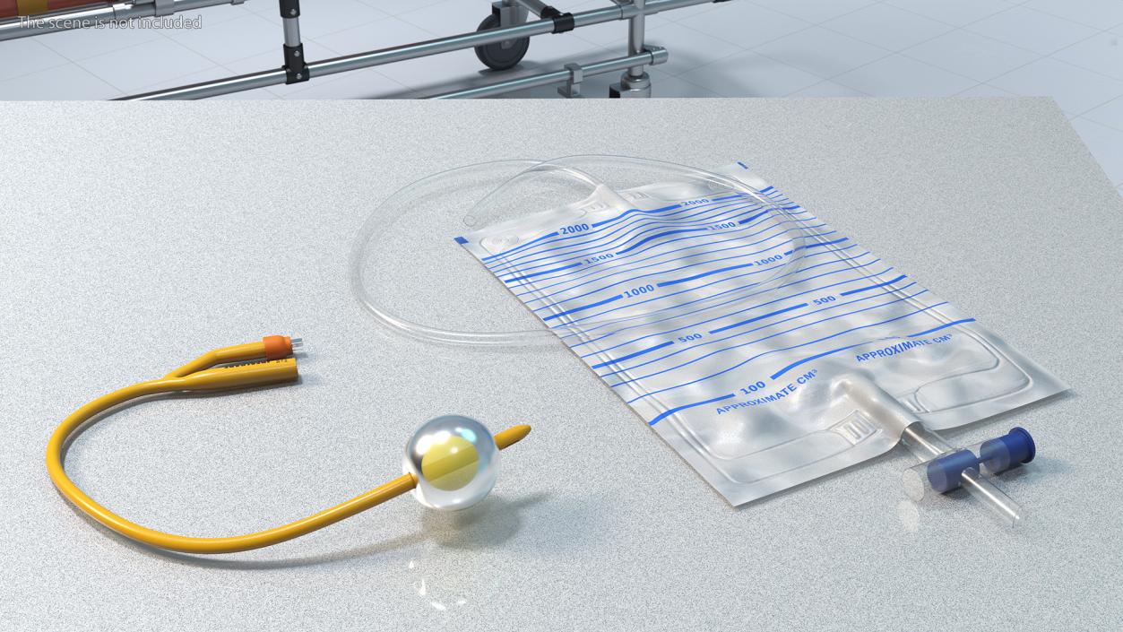 Premium Idealcare Siliconised Foley Catheter Gold 3D model