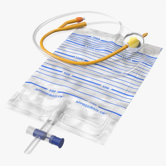 Premium Idealcare Siliconised Foley Catheter Gold 3D model