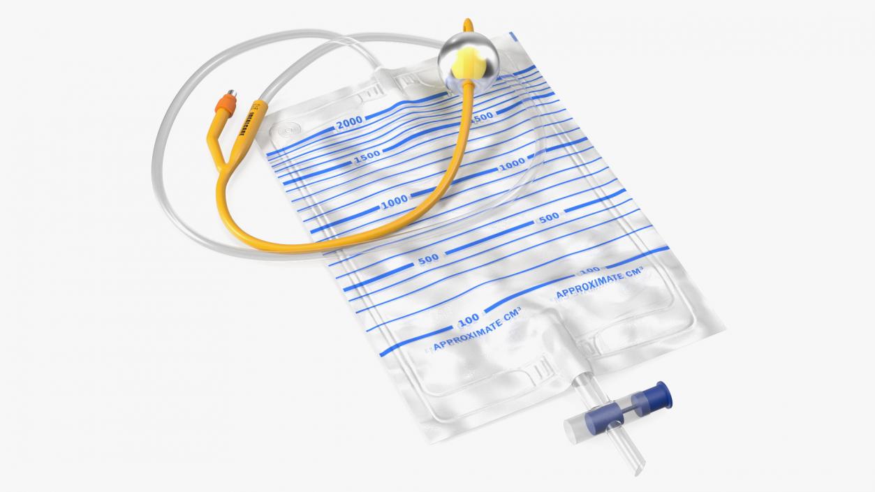 Premium Idealcare Siliconised Foley Catheter Gold 3D model