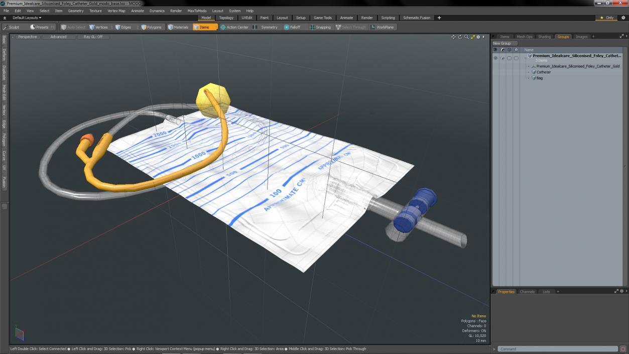 Premium Idealcare Siliconised Foley Catheter Gold 3D model