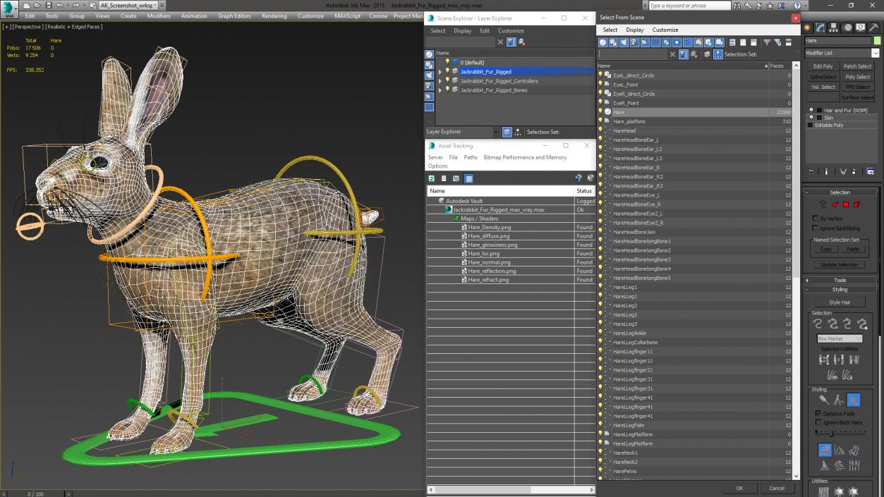 3D Jackrabbit Fur Rigged