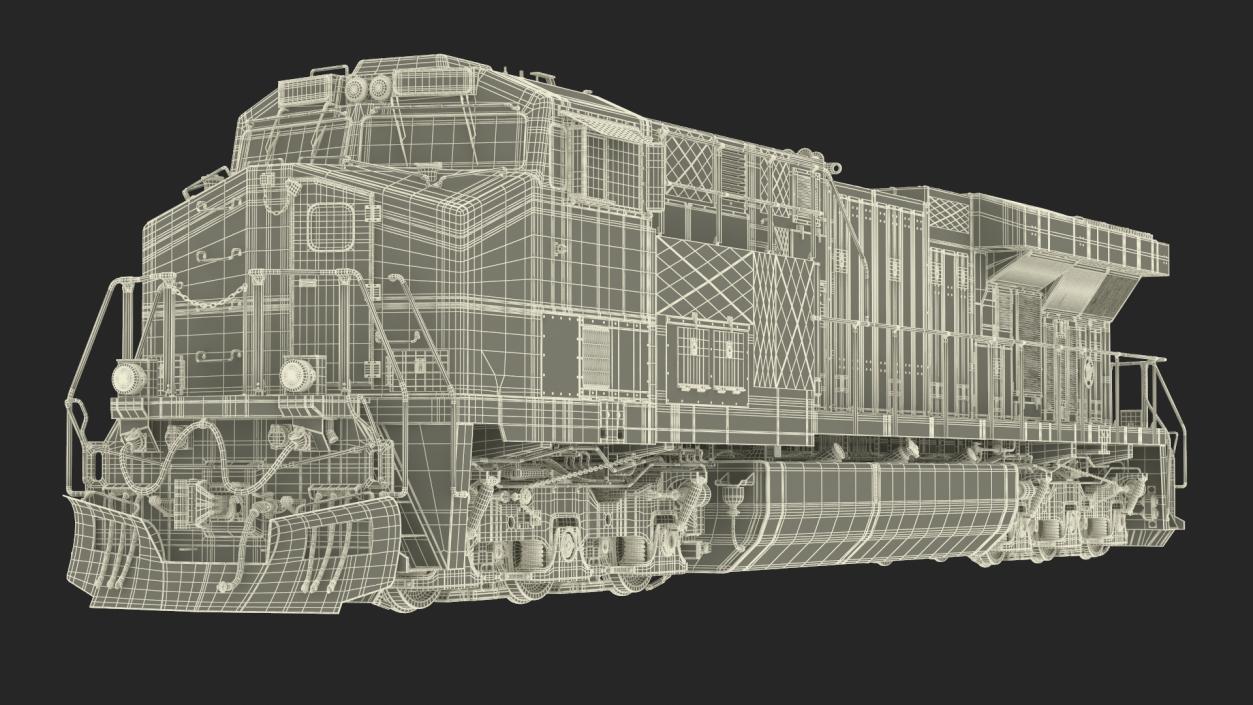 3D Freight Locomotive with Auto Carrier Loaded model