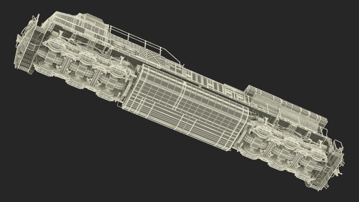 3D Freight Locomotive with Auto Carrier Loaded model