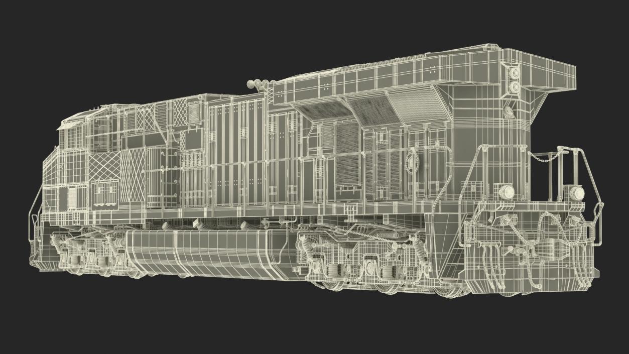 3D Freight Locomotive with Auto Carrier Loaded model