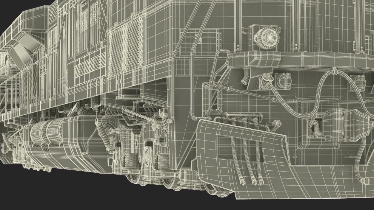 3D Freight Locomotive with Auto Carrier Loaded model