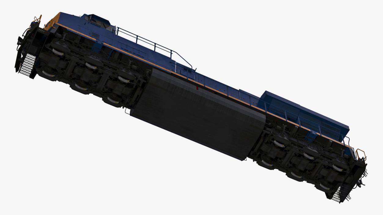 3D Freight Locomotive with Auto Carrier Loaded model