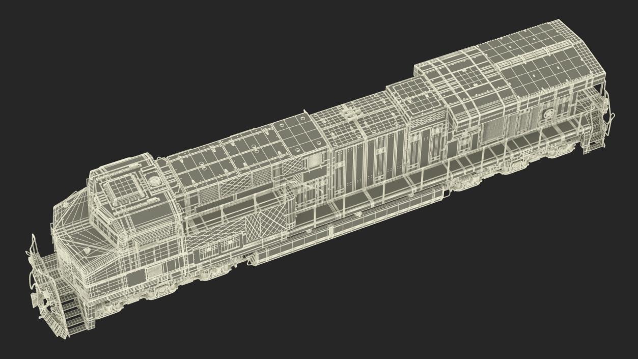 3D Freight Locomotive with Auto Carrier Loaded model