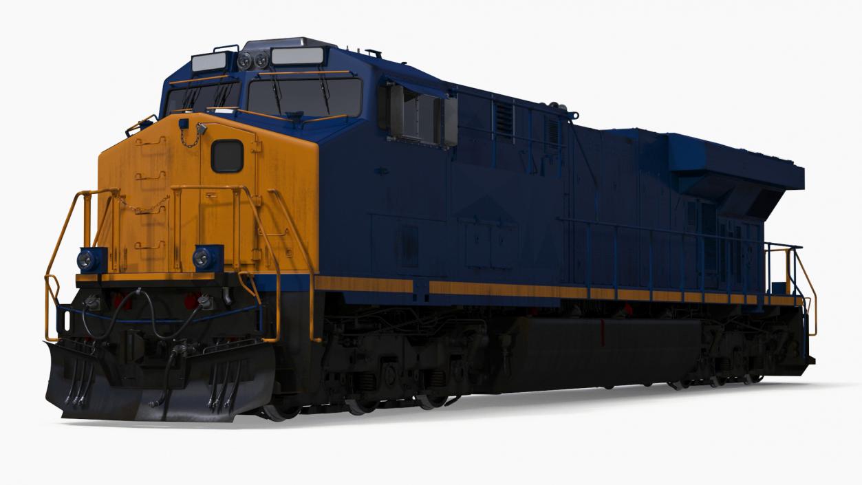 3D Freight Locomotive with Auto Carrier Loaded model