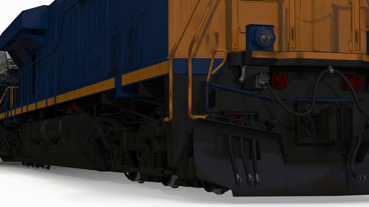 3D Freight Locomotive with Auto Carrier Loaded model