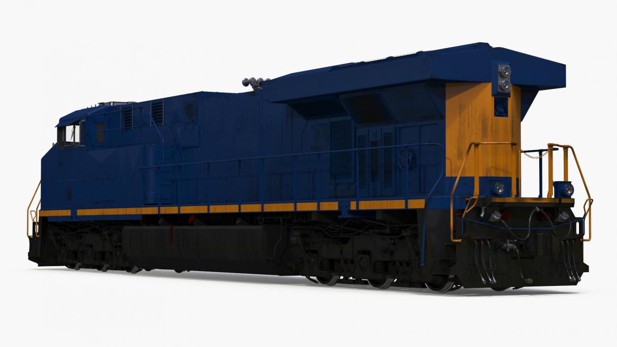 3D Freight Locomotive with Auto Carrier Loaded model