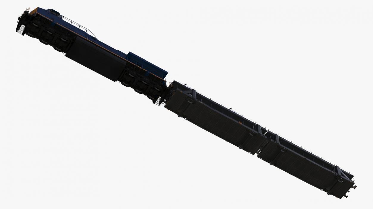 3D Freight Locomotive with Auto Carrier Loaded model