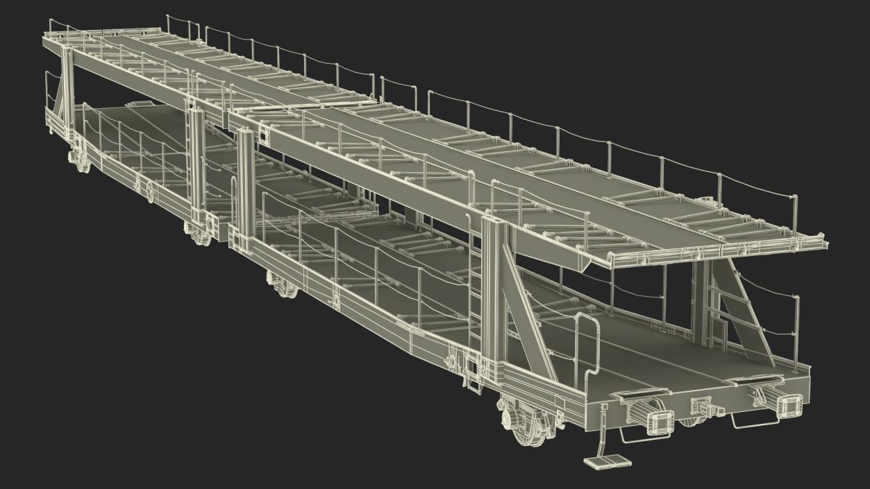 3D Freight Locomotive with Auto Carrier Loaded model