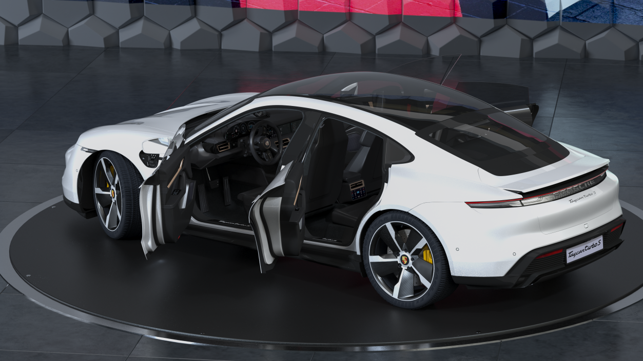 3D model Porsche Taycan Turbo S 2020 White Rigged